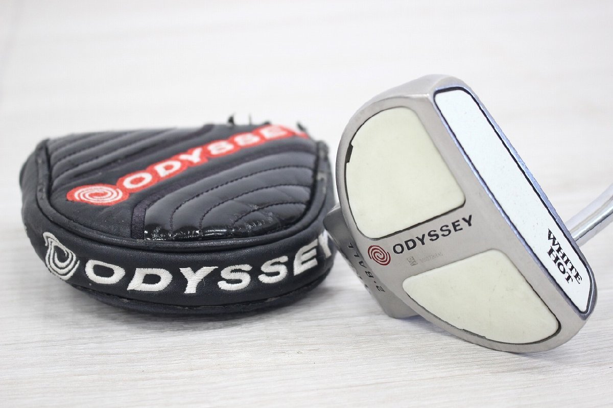 傷や汚れありL446 I49 504 ODYSSEY オデッセイ ROSSIE WHITE HOT RX ホワイトホット 男性右利き用 パター 全長約85cm ゴルフクラブ カバー付き ⑥