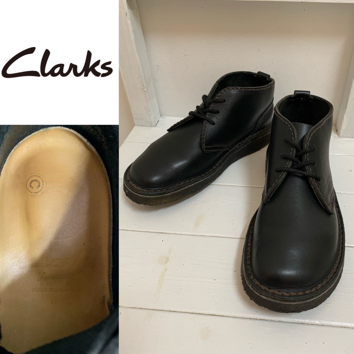 【やや傷や汚れあり】Clarks VINTAGE クラークス ヴィンテージ MADE IN ENGLAND イングランド製 プレーントゥ