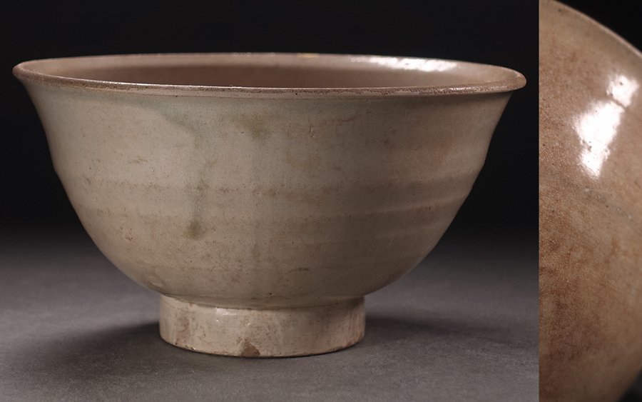 慶應◇益田鈍翁三男・益田信世旧蔵 17世紀 李朝時代 白高麗茶碗 見込み