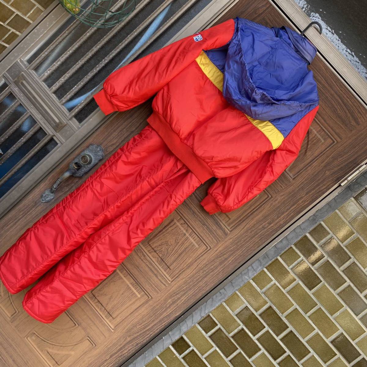 レトロ 90s フェニックス スキーウェア 上下M レッドブラック スキースノボ フェニックス 昭和レトロ レディース スキーウェア Lサイズ 上下