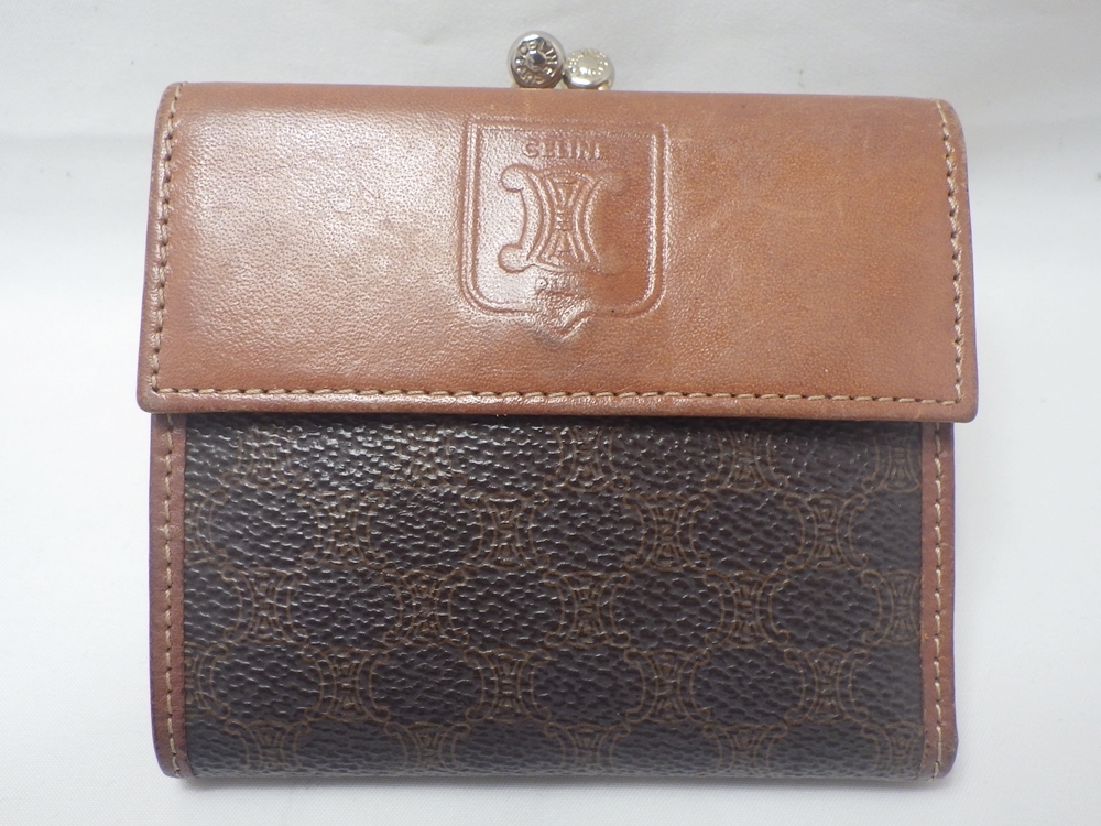 美品✨ セリーヌ がま口 レザー ハンドバッグ トリオンフ ボルドー