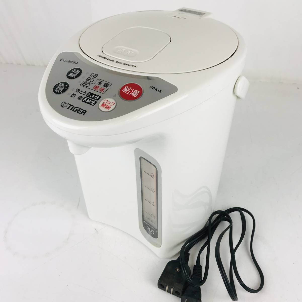 【やや傷や汚れあり】QB9350 TIGER タイガー魔法瓶 マイコン電動ポット アーバンホワイト PDKA300 3.0L 2007年製