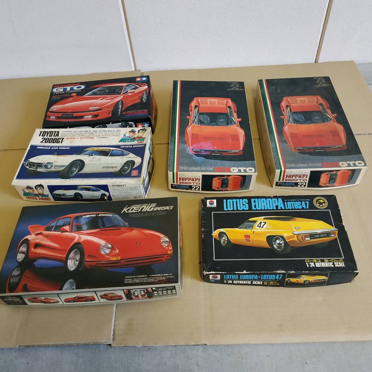 【全体的に状態が悪い】 TOYOTA TAMIYA 2000GT GTO Ferrari等 プラモデル ジャンク品 6点 まとめ 部品取り ...