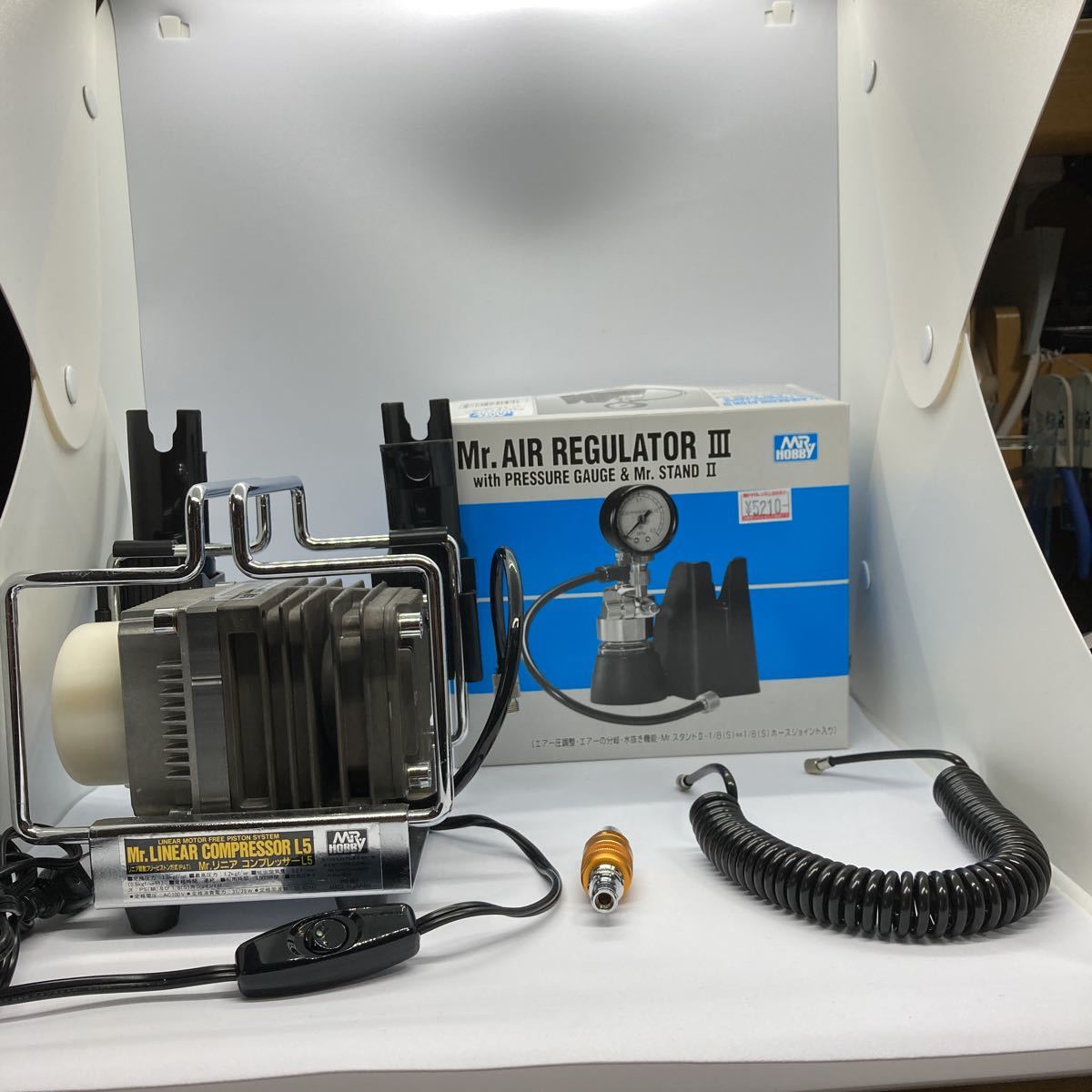 Mr.リニアコンプレッサーL5＋エアブラシ＋ドレン&ダストキャッチャー Mr.リニアコンプレッサーL5＋エアブラシ＋ドレン&ダストキャッチャー