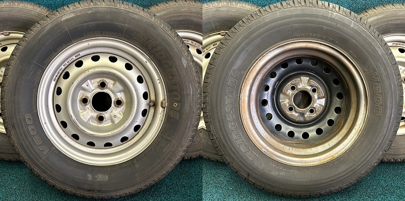 ☆バリ山 195/80R15 LT ブリヂストン V600 22年製 2本セット 傷 ☆バリ山 195/80R15 LT ブリヂストン V600 22年製 2本セット 傷