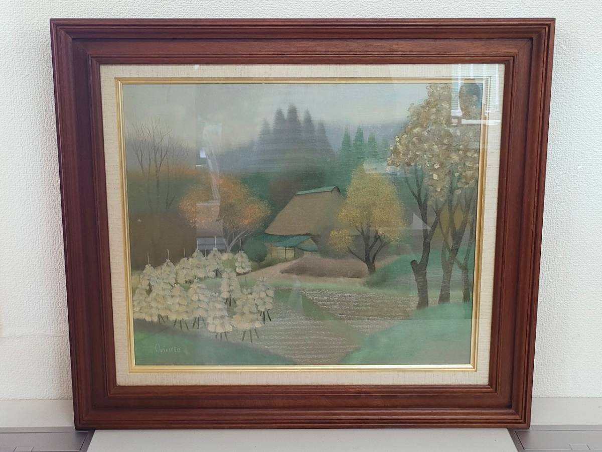 【70％OFF】 骨董絵画 水車のある渓谷里山 油絵 絵画