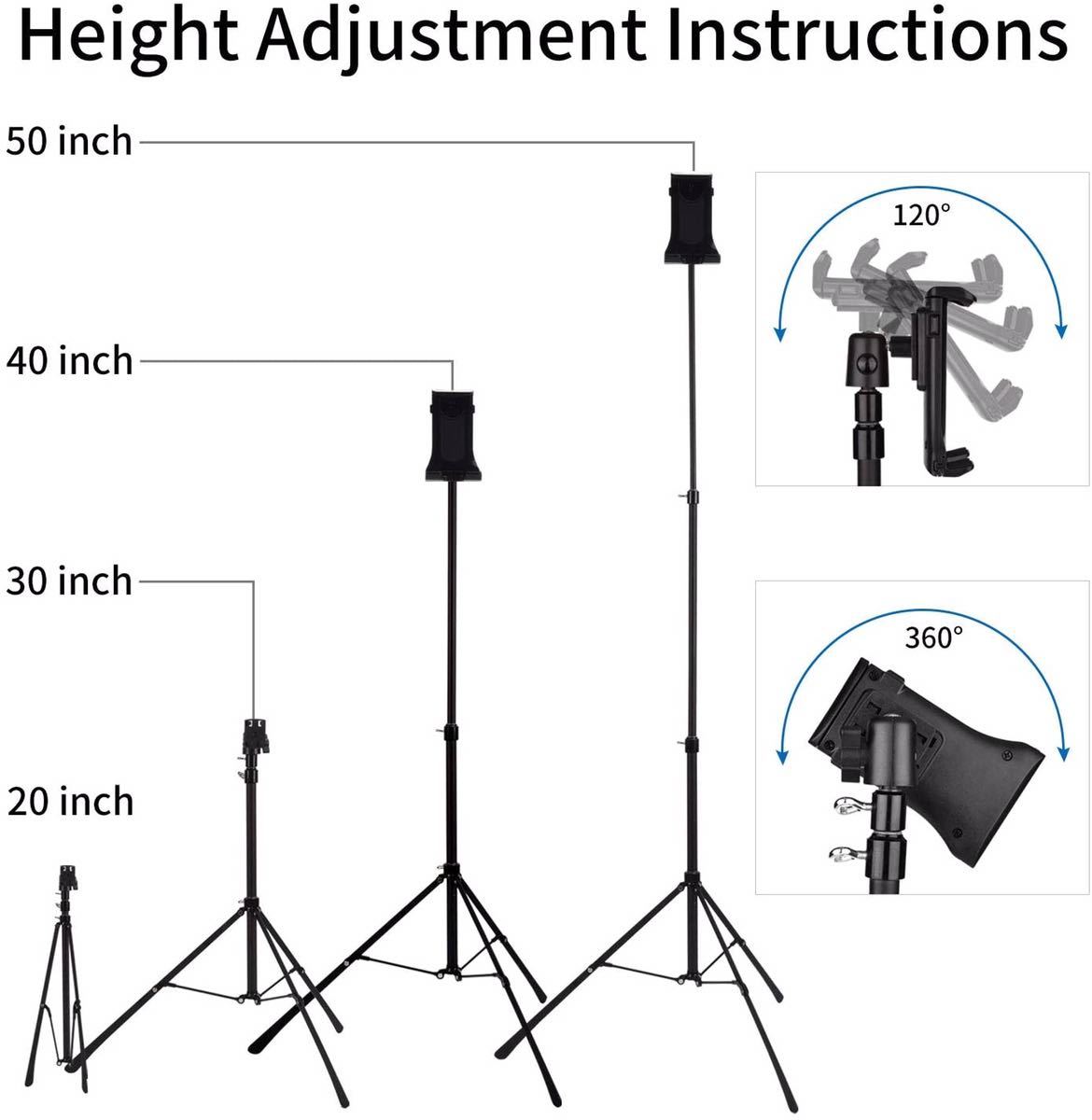 【未使用】スマホ三脚, IPhone / Ipadフロアスタンド三脚ホルダーマウントポータブル高さ調節可能Bluetoothリモート