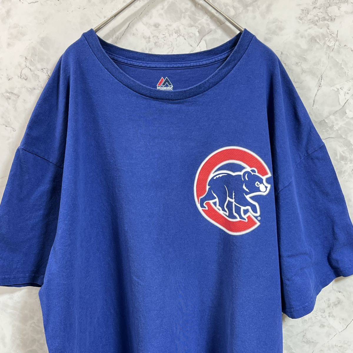 【目立った傷や汚れなし】MAJESTIC マジェスティック シカゴ・カブス ロゴプリント 17番クリス・ブライアント 半袖Tシャツ サイズXL