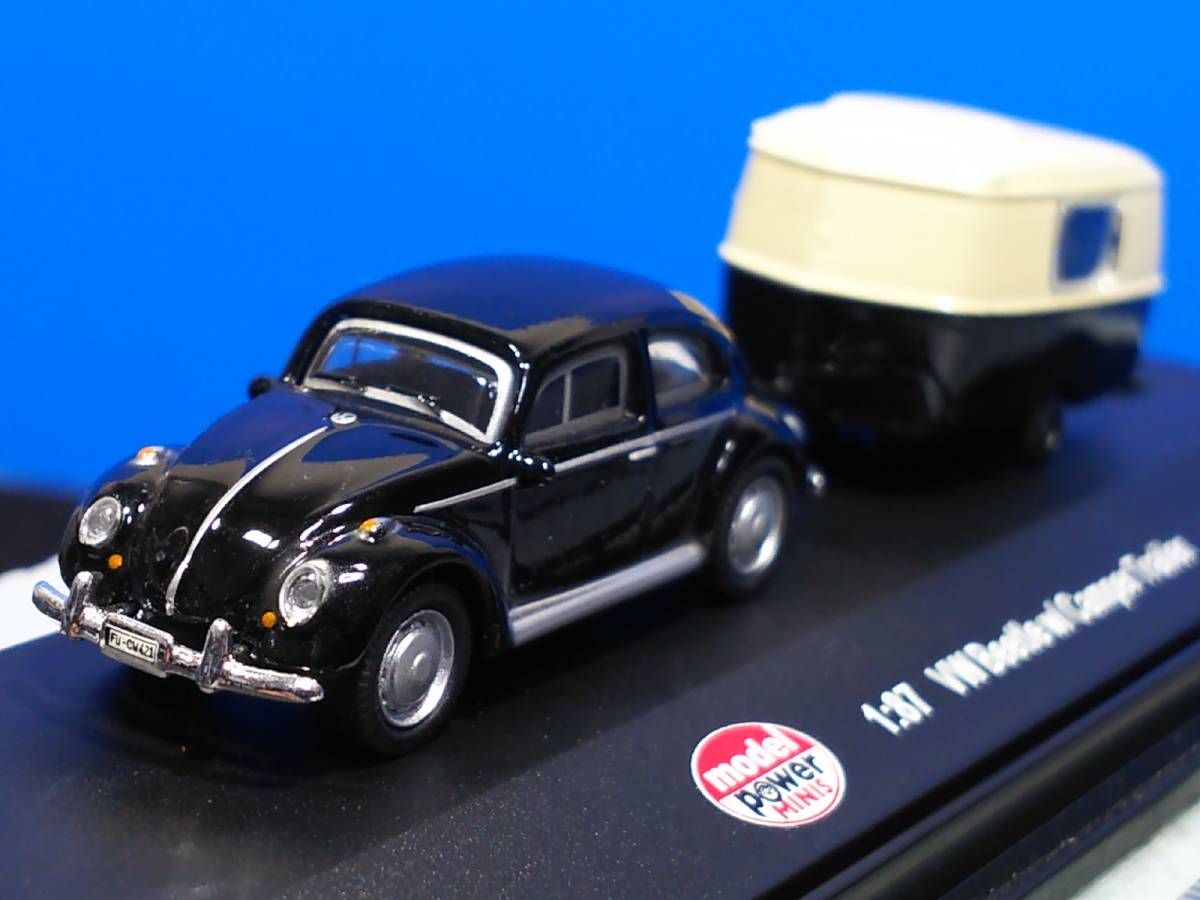 【やや傷や汚れあり】1/87(HO) 少し難あり Model Power Minis VW ビートル＋キャンパートレーラー ブラック 同日落札分は同梱可 匿名配送の落札情報詳細 ヤフオク