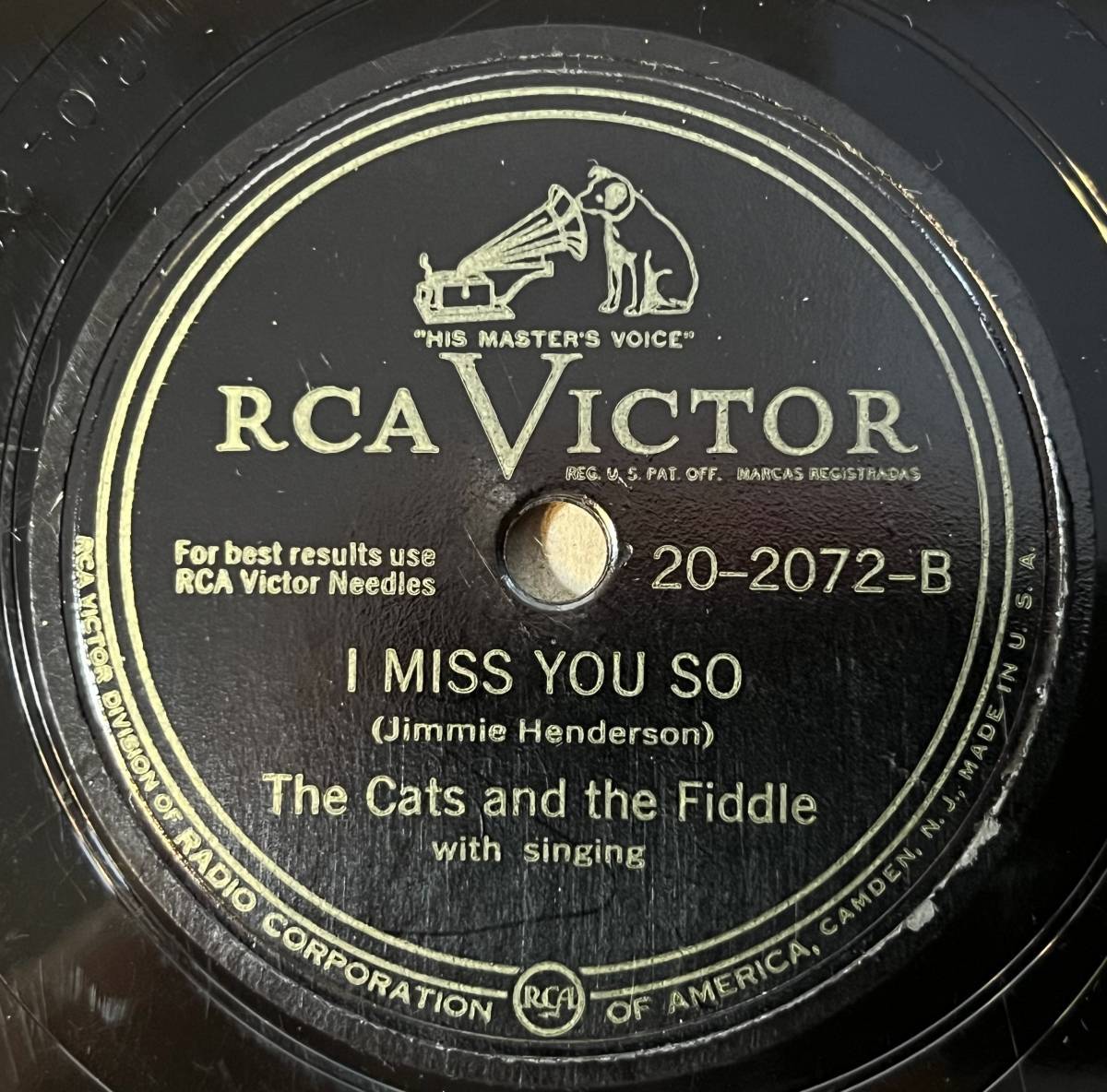 【傷や汚れあり】THE CATS AND FIDDLE RCA VICTOR I Miss You Soの落札情報詳細 ヤフオク落札価格