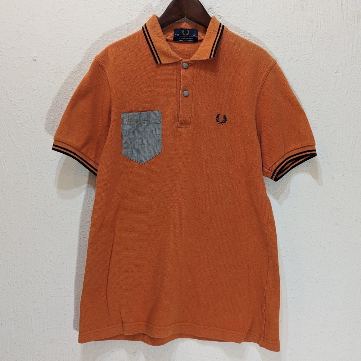 ラフシモンズ フレッドペリー 半袖Tシャツ オレンジ 塞がっ 36 FRED PERRY