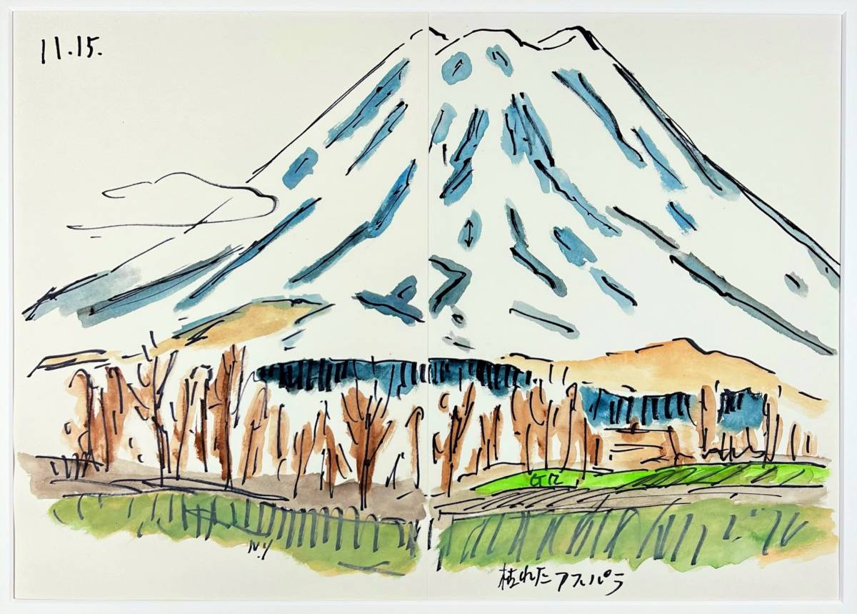 坂本直行　ふきのとう　水彩画　真作　六花亭　銘菓　貴重　北海道 坂本直行 ふきのとう 水彩画 真作 六花亭 銘菓 貴重 北海道