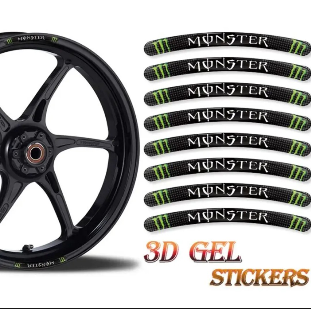 【未使用】Monster energy モンスターエナジー リムステッカー 8枚/シート バイク ホイール モンエナ Bike