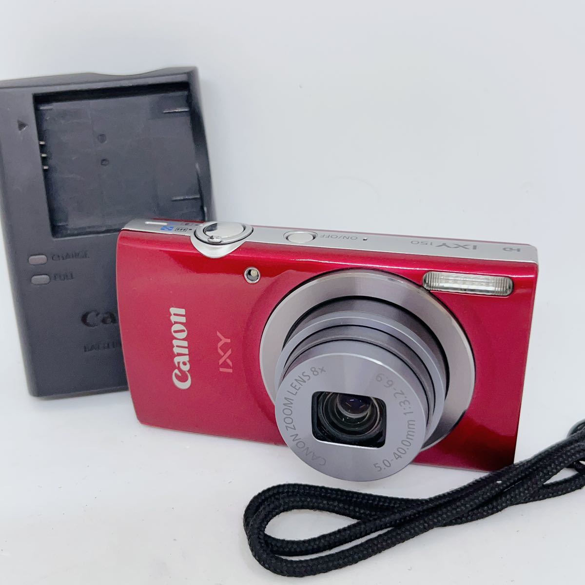 【やや傷や汚れあり】1円～＊CANON キャノン IXY150 デジタルカメラ レッド ZOOM LENS 8X 5.040.0mm F3
