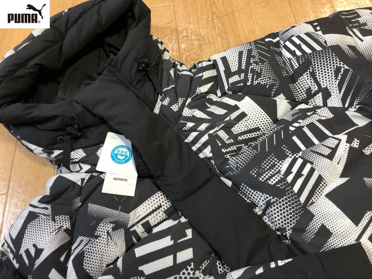 【未使用】PUMA(プーマ) 秋冬 NEMENコレクションコラボ 総柄 グラフィックプリント RDSダック ダウンジャケット 532433 ...
