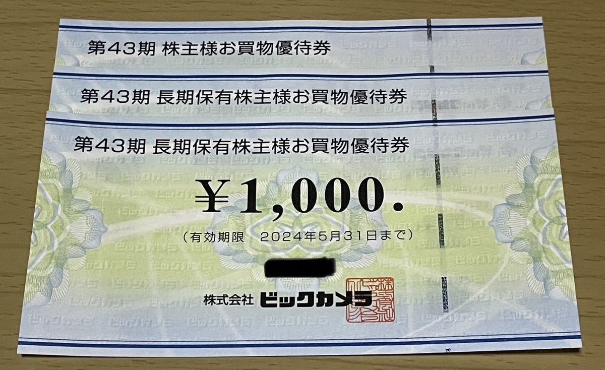 ビックカメラ 株主優待券 12,分 2024年5月31日まで有効 ショッピング