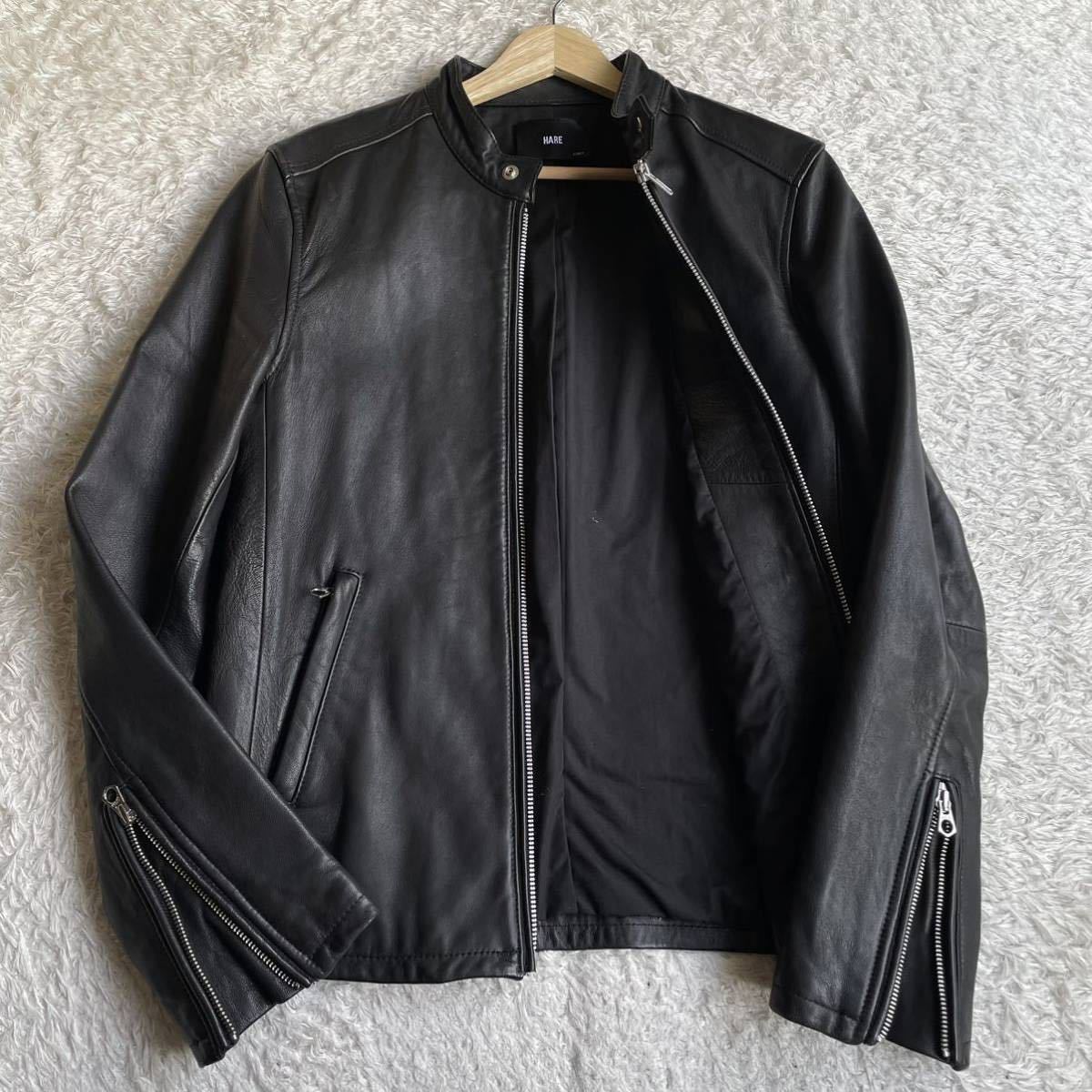 HARE】レザーシングルライダース ブラック HARE◇ラムレザーシングル