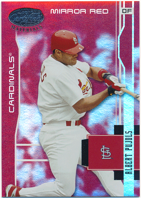 Albert Pujols MLB 2003 Leaf Certified Materials Mirror Red Parallel 100枚限定 ミラーレッドパラレル アルバート・プホルスの1番目の画像