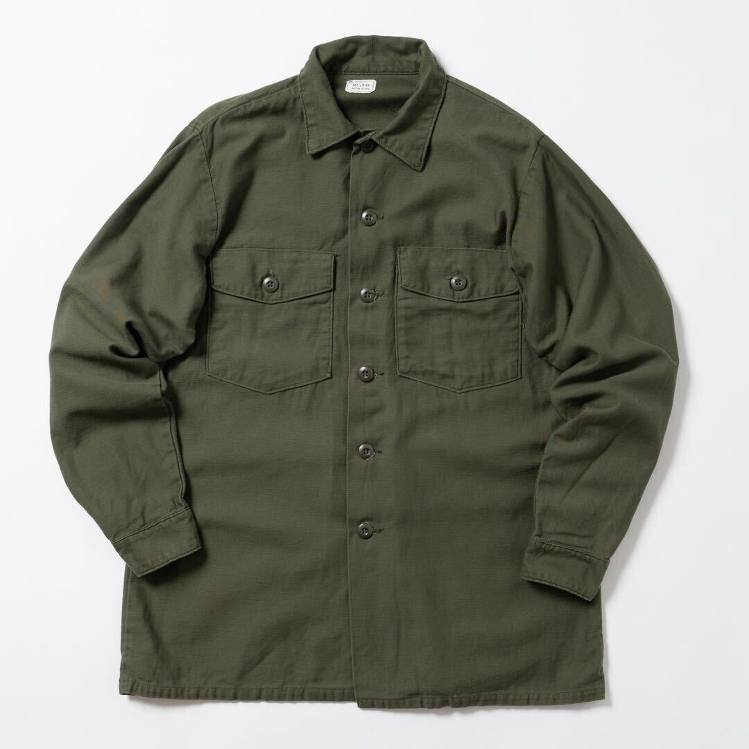 希少サイズ 16 1/2 60s US ARMY OG 107 コットンサテン ユーティリティ 