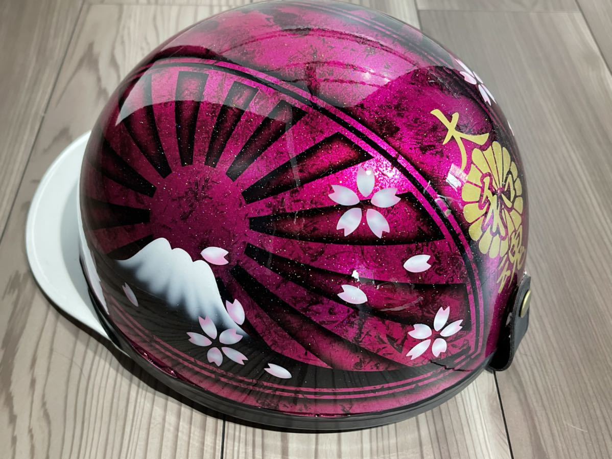 波 紫 富士日章 コルク半 ヘルメット 旧車會 2024 暴走族 波 紫 富士日