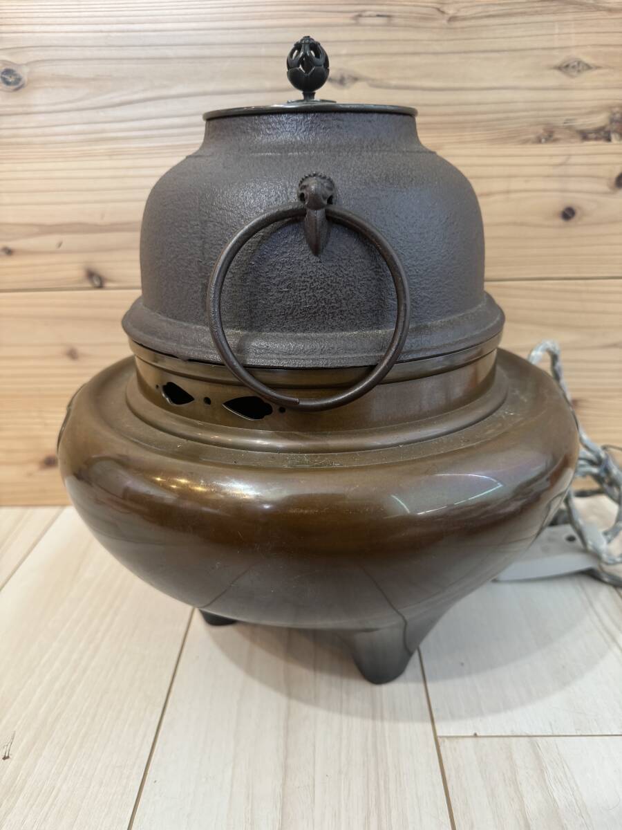 砂張銅 箪瓢 帯七宝紋 瓶掛 唐銅風炉師 黒瀬宗康