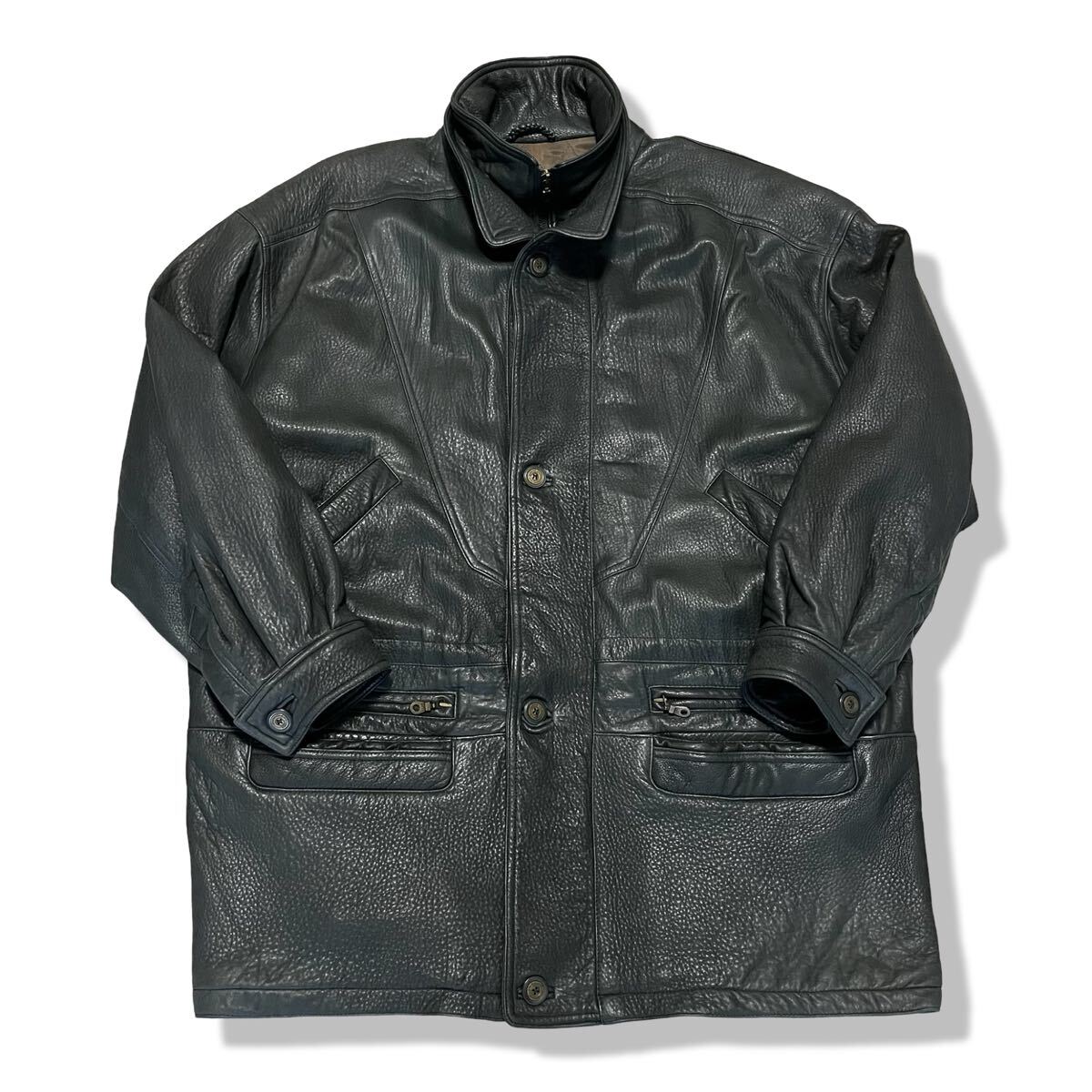 80s 90s フランス製 オールド レザー ジャケット 38 グレー系 レディース main image 0