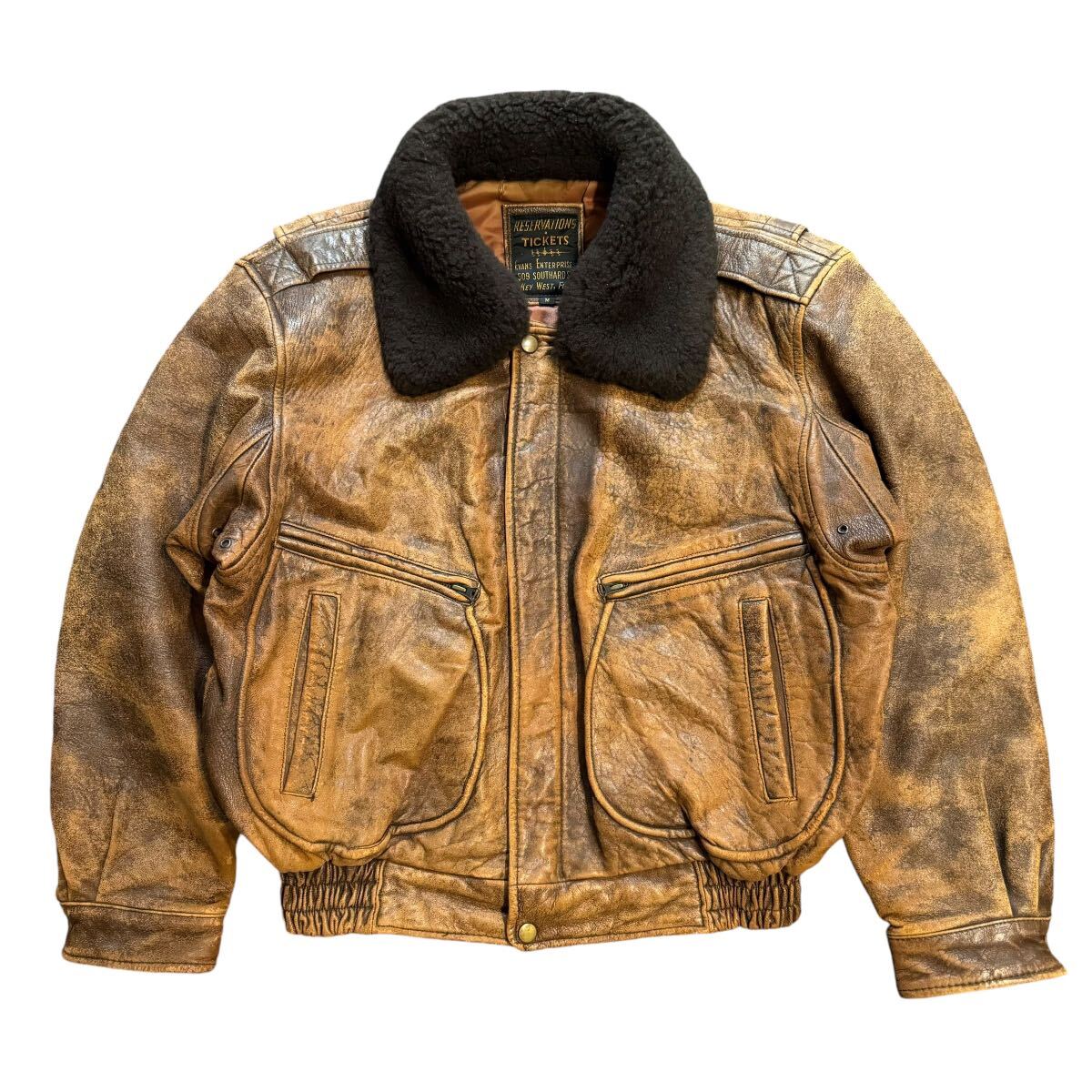 ~90's vintage A-2 牛革 レザージャケット ブラック 56