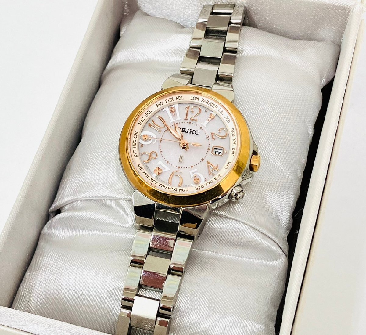 限定】SEIKO ルキア 腕時計 1B25-0AN0 電波ソーラー コンビ