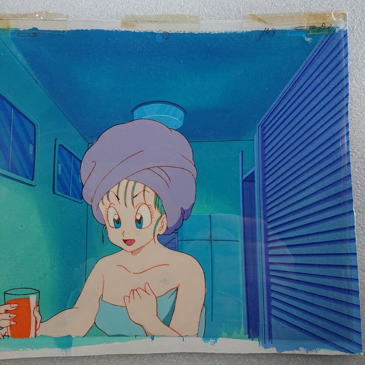 やや傷や汚れあり】ドラゴンボール セル画 ブルマ 直筆背景付き 初期