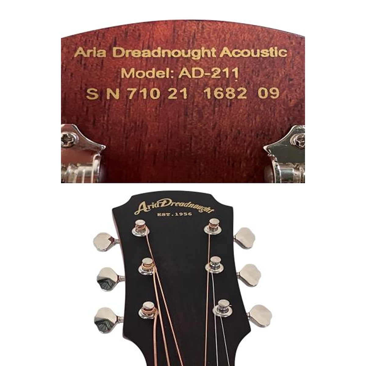 Aria Dreadnought Acoustic AF-35BS TOP単板 やや難あり 鳴り大