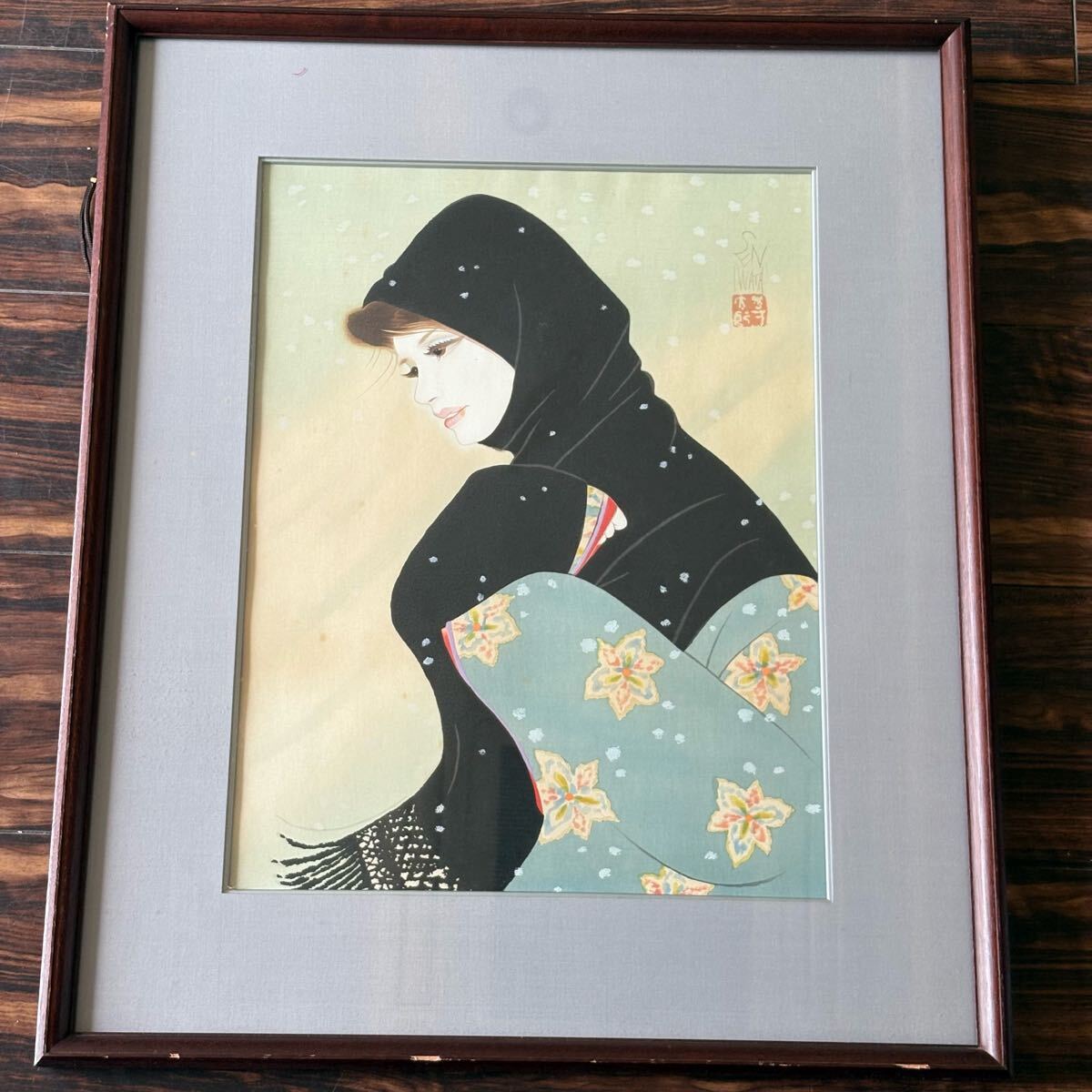 【真作保証】岩田専太郎「新源氏物語」真筆原画 直筆サイン 画廊シール有り 絵画 真作保証】岩田専太郎「新源氏物語」真筆原画 直筆サイン 画廊
