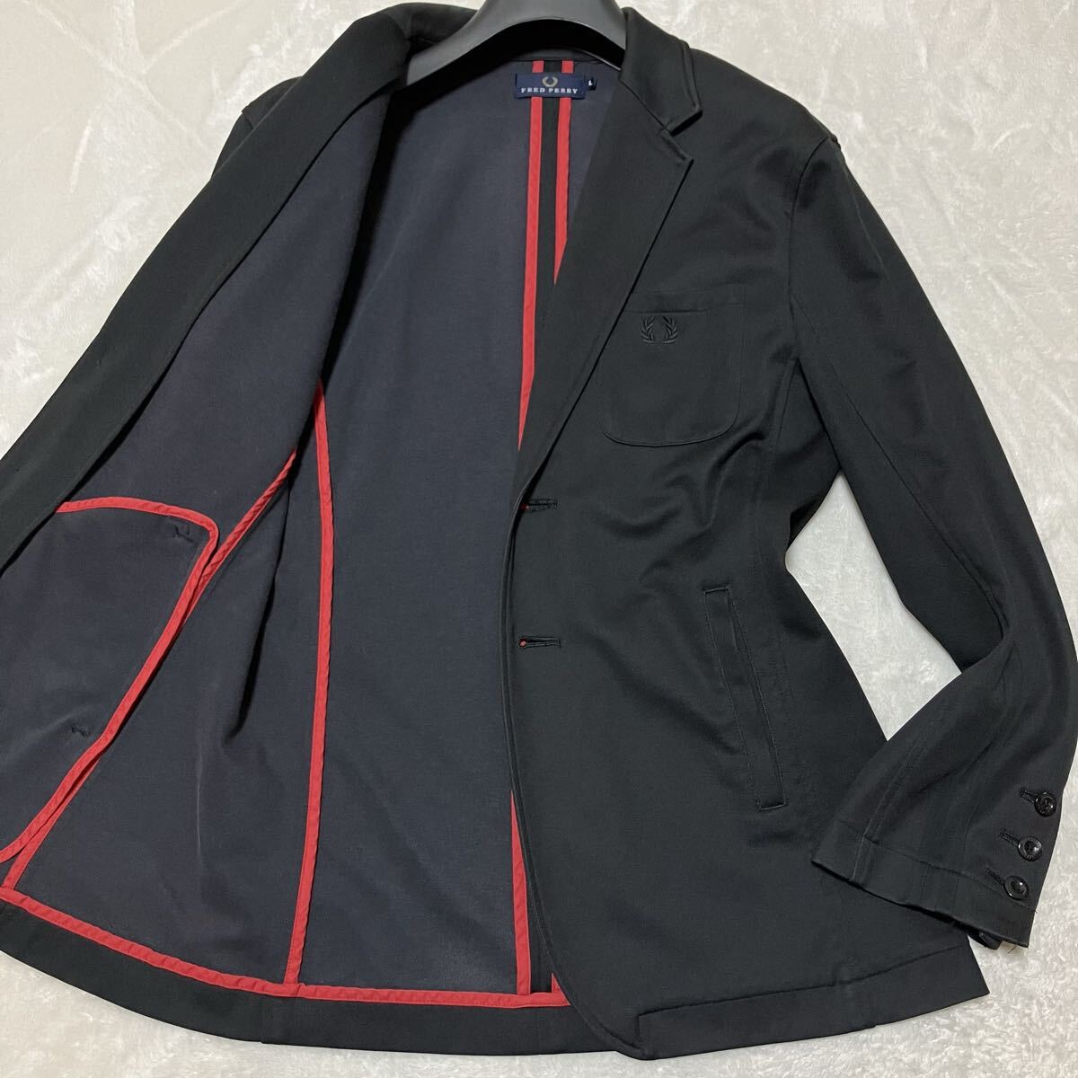 美品】FRED PERRY フレッドペリー パイピング ストレッチ 2Bテーラード 