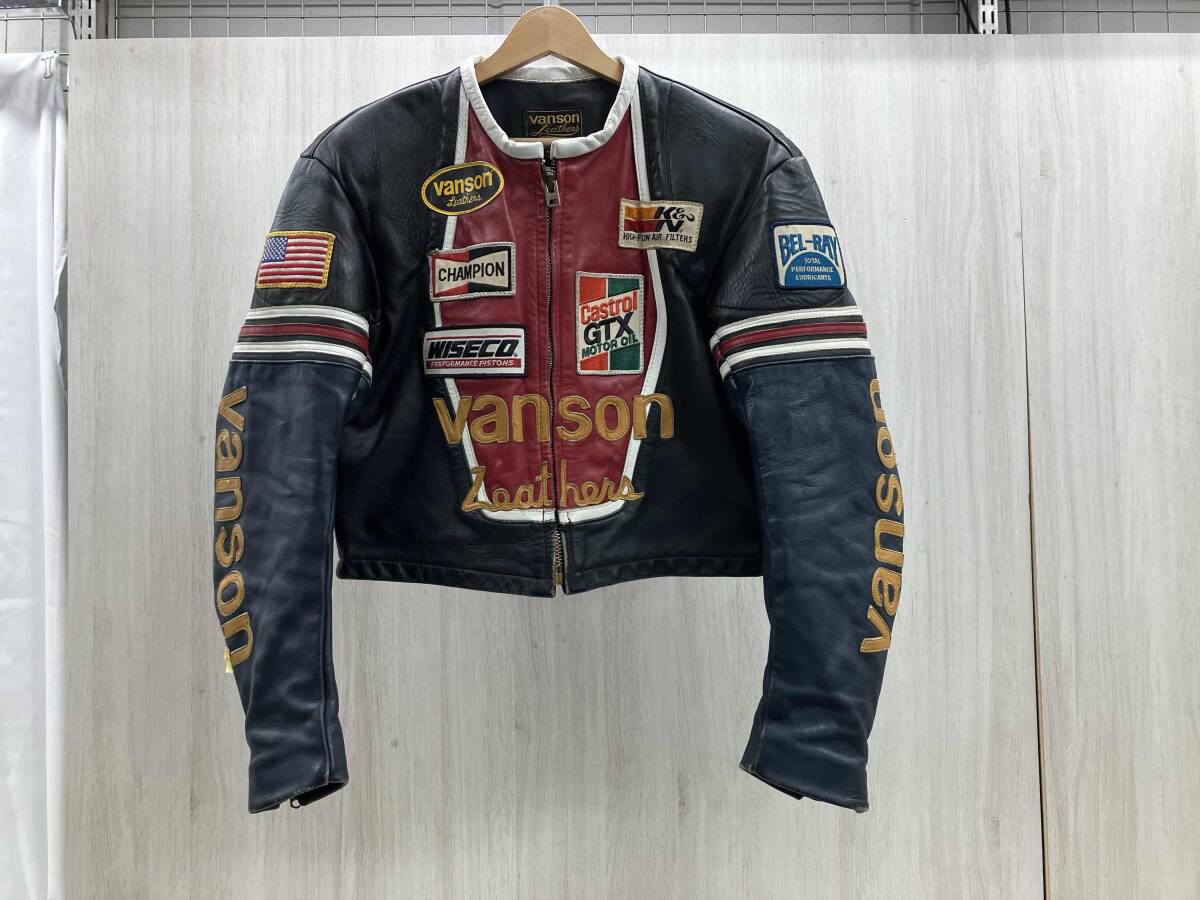 36 バンソン RJP シングル ライダース レザー ジャケット VANSON M