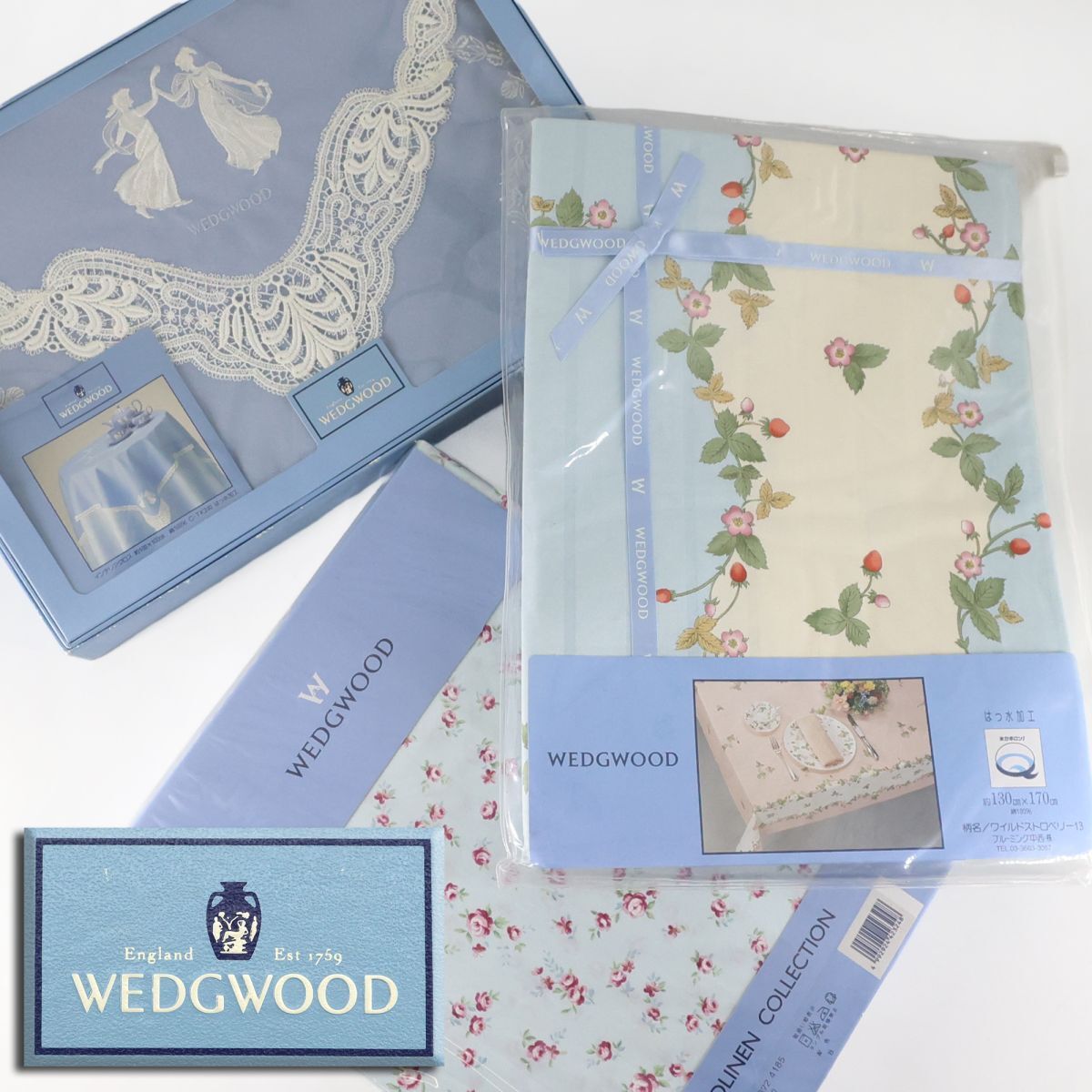 新品】ウェッジウッド テーブルクロス WEDGWOOD ジャスパー 淡いブルー