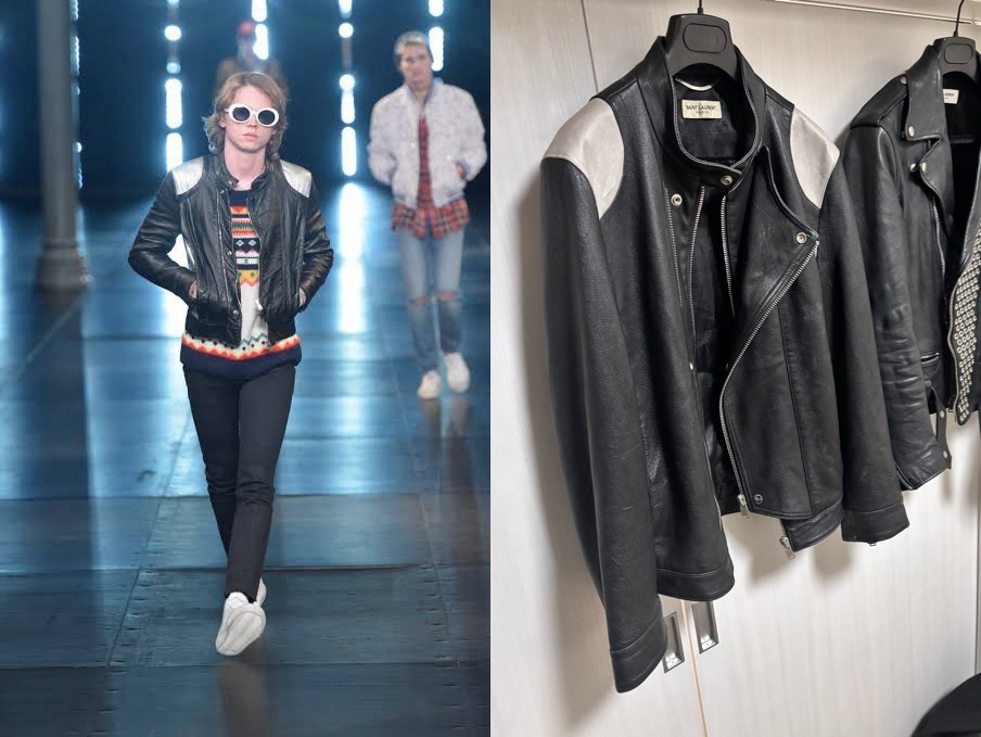 14AW SAINT LAURENT PARIS シングルレザージャケット size48 BLACK