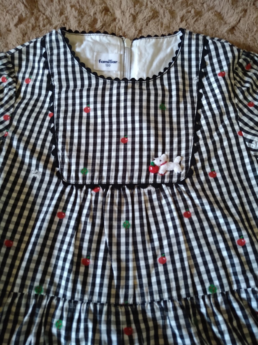 美品☆familiar☆ファミリア☆可愛い夏用半袖ワンピース120☆白・赤