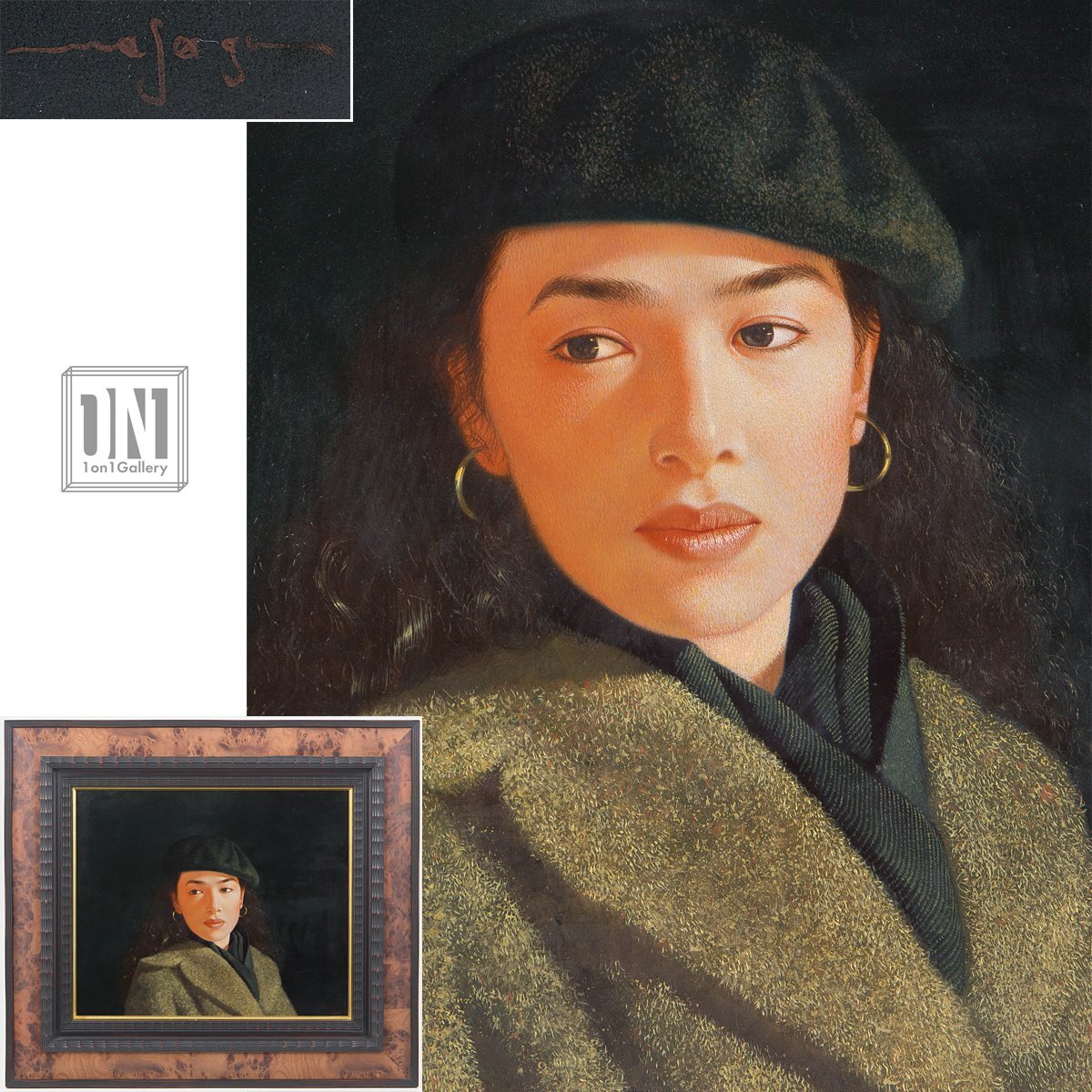 D-266 現代美術 近代画家 写実画 リアリズム 美人画 女性像 細密 油彩