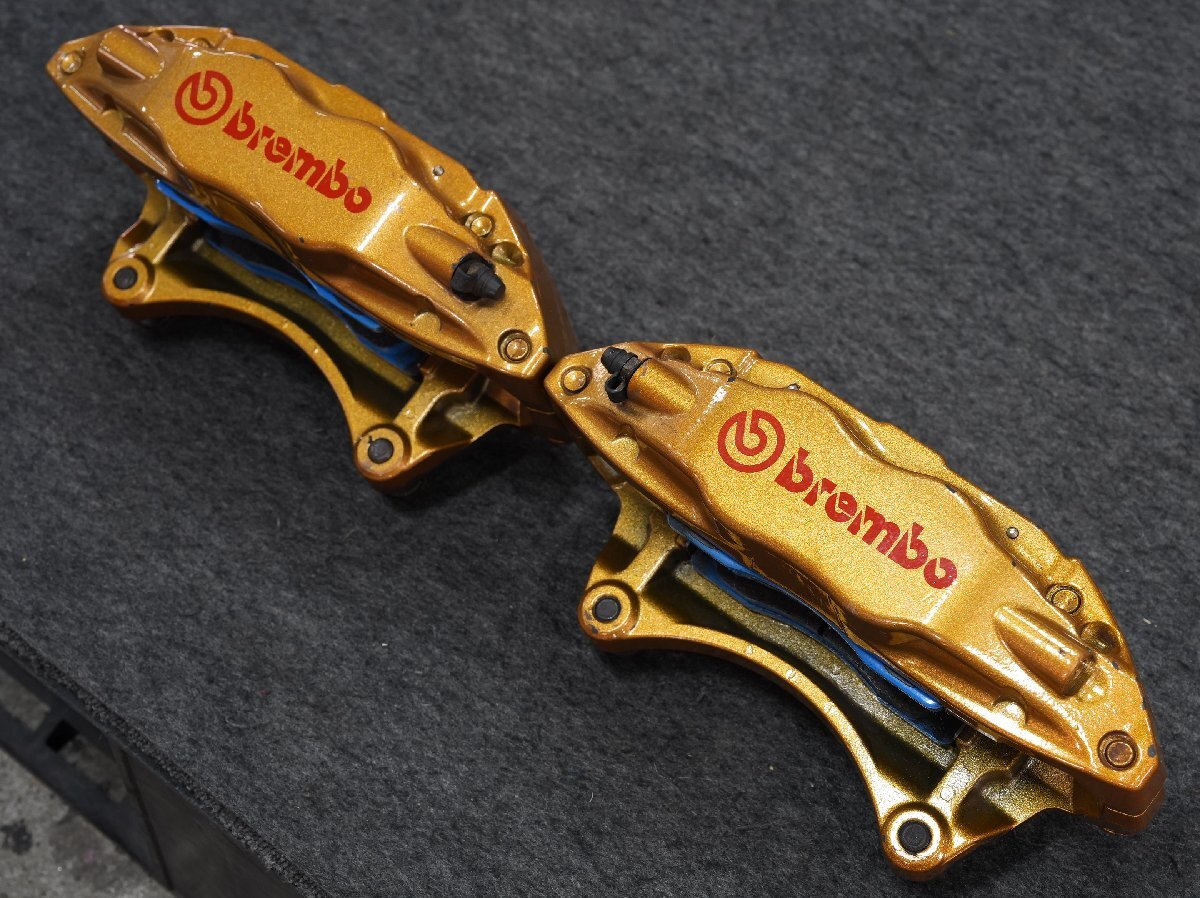 インプレッサ STI GRB/GVB純正brembo リアブレーキキャリパー左右 新車外し♪ STI brembo ブレンボ リア ブレーキ キャリパー ゴールド