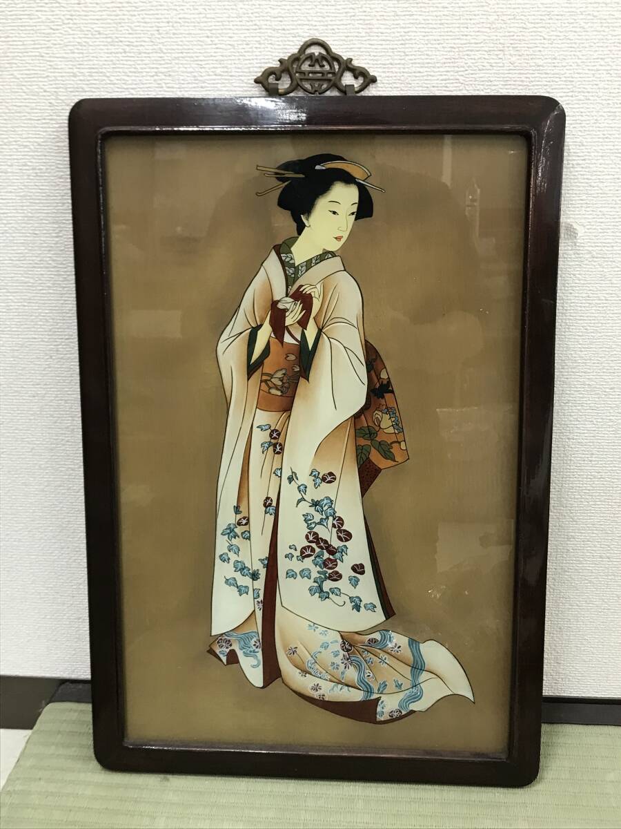 ガラス絵　美人画 貴重 美人画 ガラス絵 「真澄の空」高島華宵作の落札情報詳細 - Yahoo