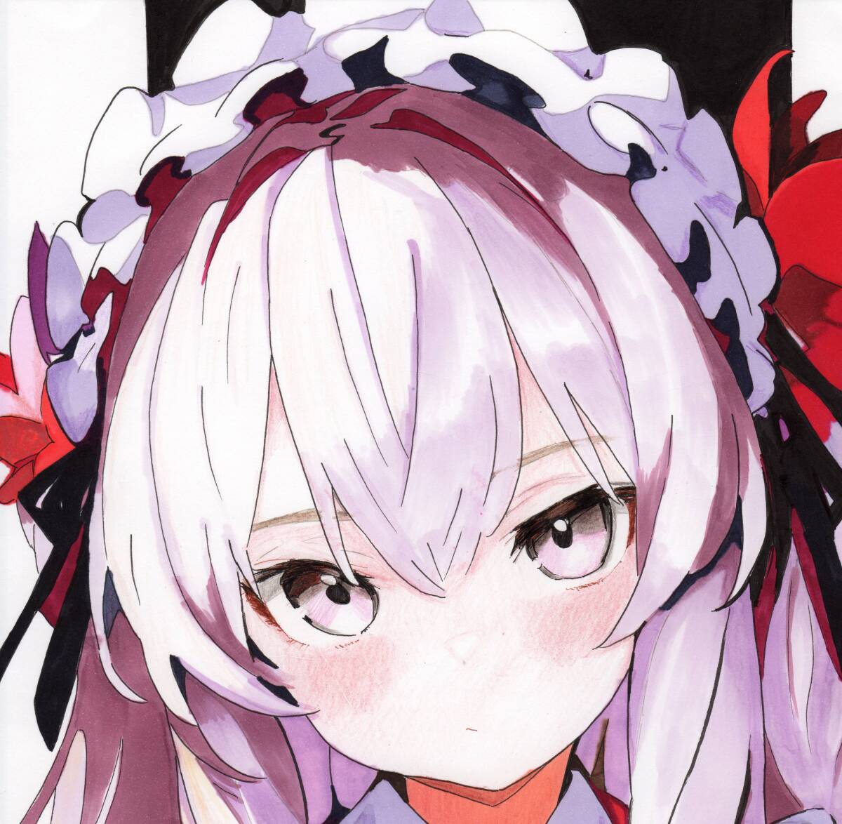 新品】色紙 オリジナル 手描きイラスト 女の子 メイド服の落札情報詳細