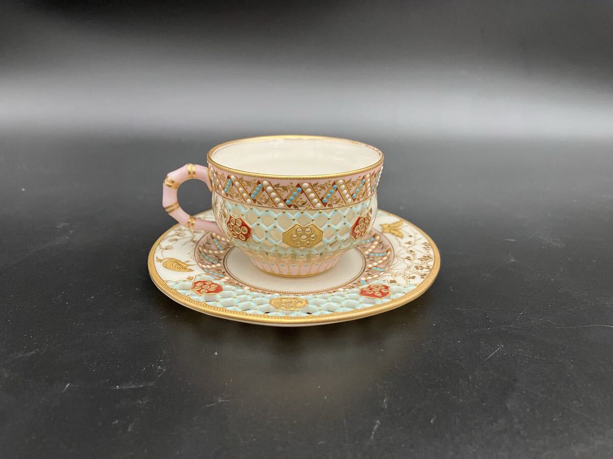 ROYAL WORCESTER ロイヤルウースター 金彩 コバルト 花柄 デミタス