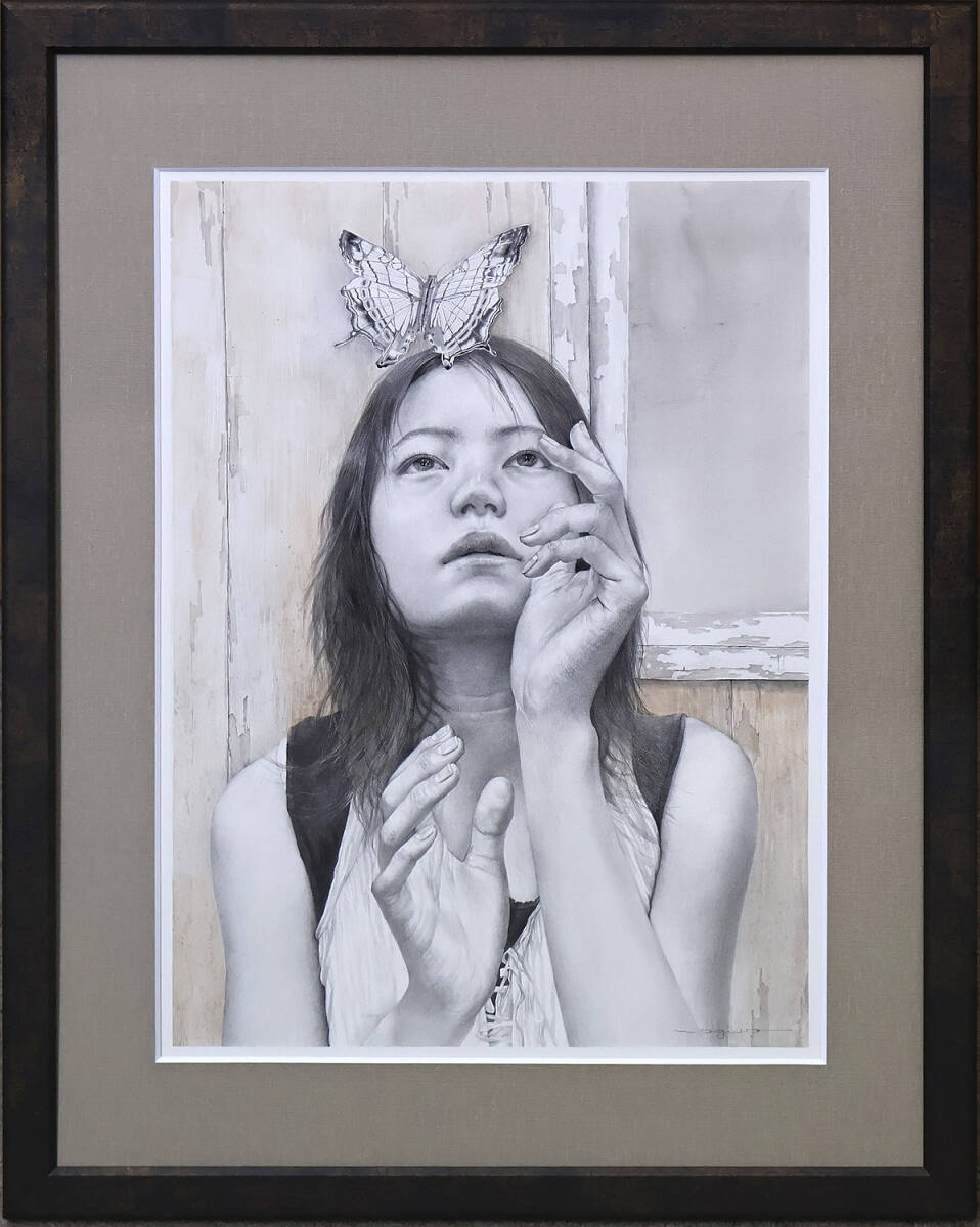 中古】日動画廊/写実リアリズム裸婦～稲垣孝二 25号【真作保証】鉛筆画