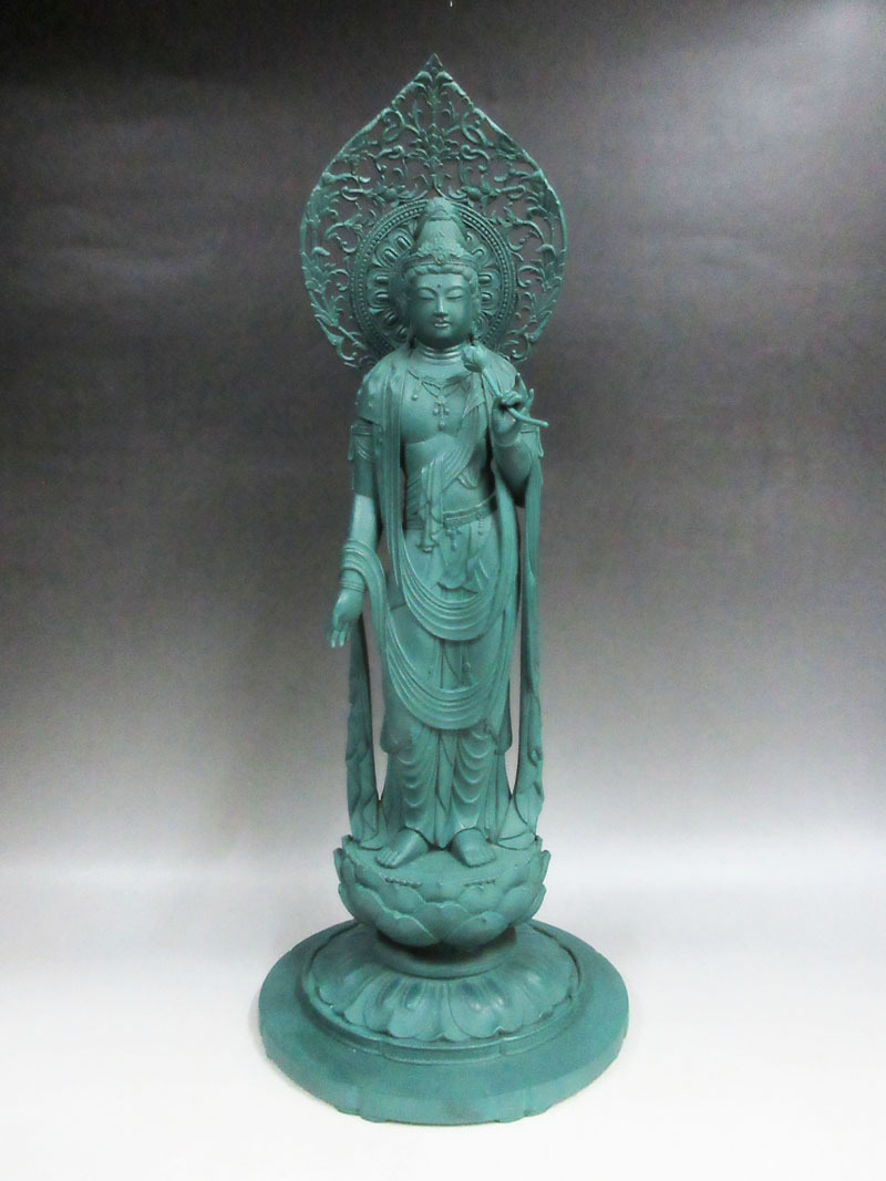 □加藤豊 彫刻 ブロンズ像 銅像 少女像 立像 花束 帽子 美術 芸術品