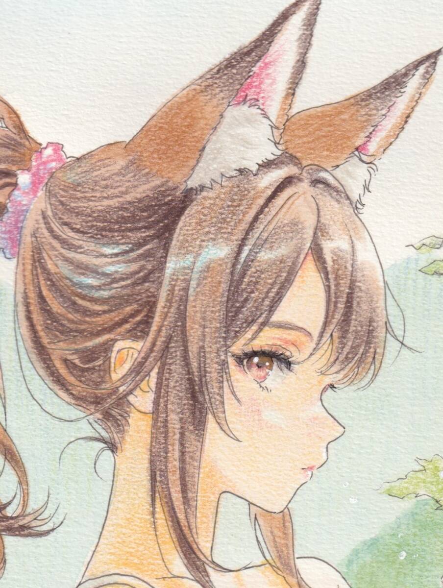新品】手描きイラスト/ポニーテール/オリジナル/女の子/ラフ画の落札