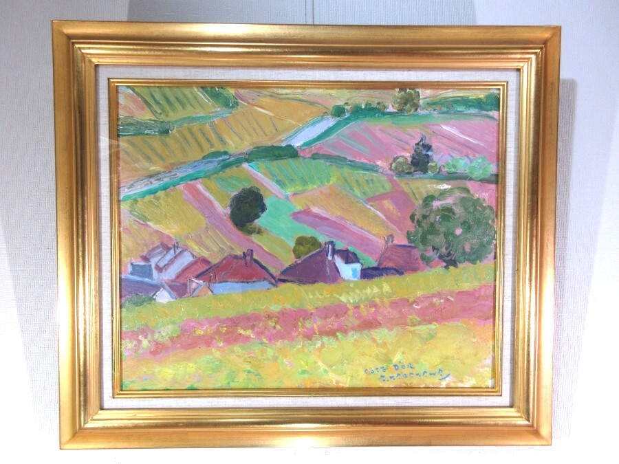 ☆ 里見勝蔵「風景」油彩P8号 1926頃 二科展出品作 勢いのある筆致と
