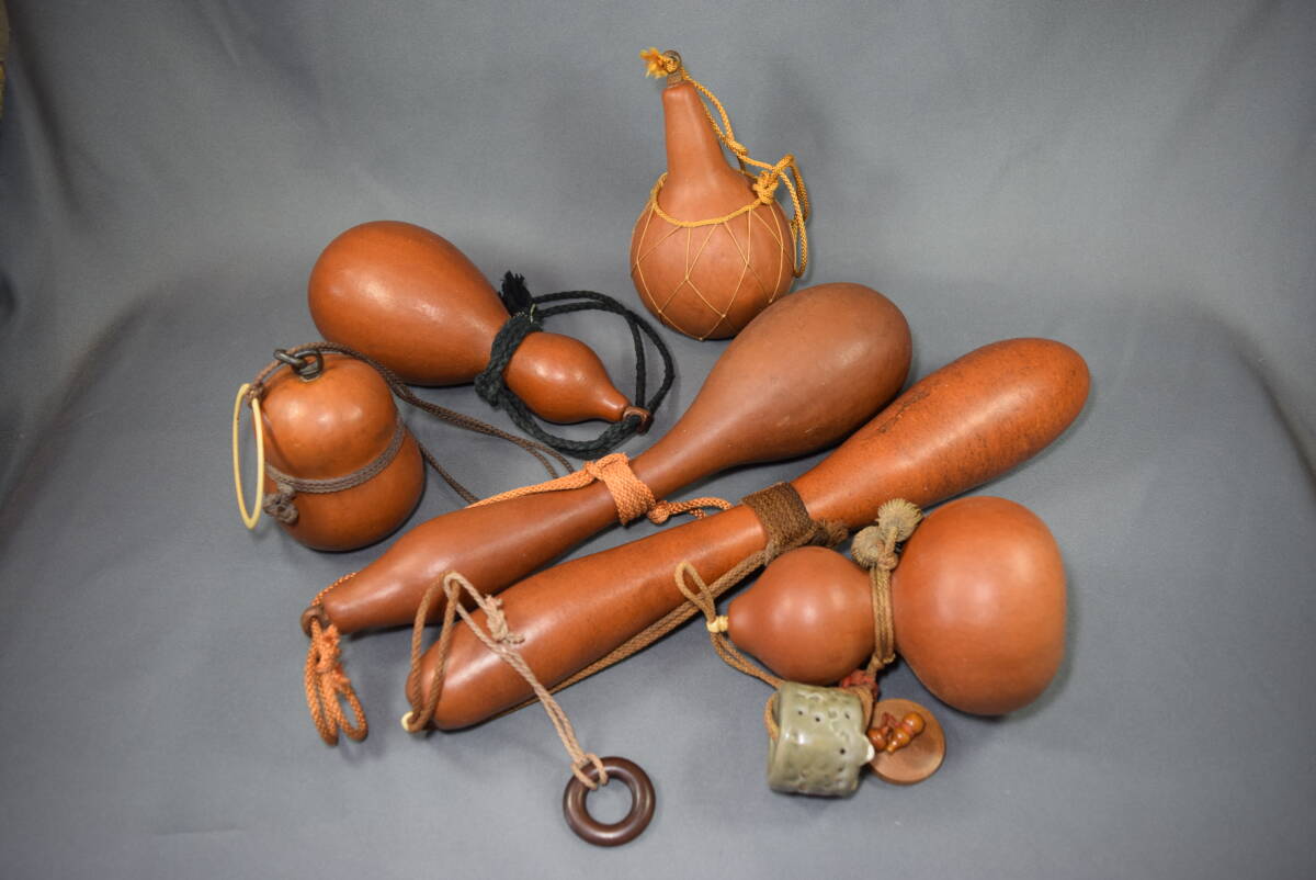 中古】□ふくべ細工 ヒョウタン 瓢箪 炭入れ 火鉢 民芸品 茶道 初釜
