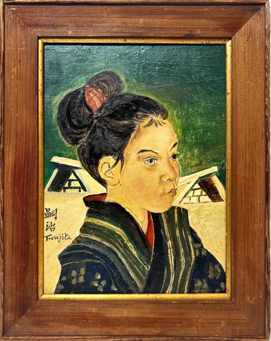 藤田嗣治・肉筆・油彩画(美術品市場では模写) 中古】◎藤田嗣治《肉筆の油彩画》F4号《白い猫》絶品の落札情報詳細