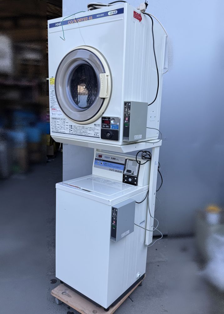 15 AQUA 業務用 4.5Kg コイン式 洗濯機 全自動 コインランドリー 12年