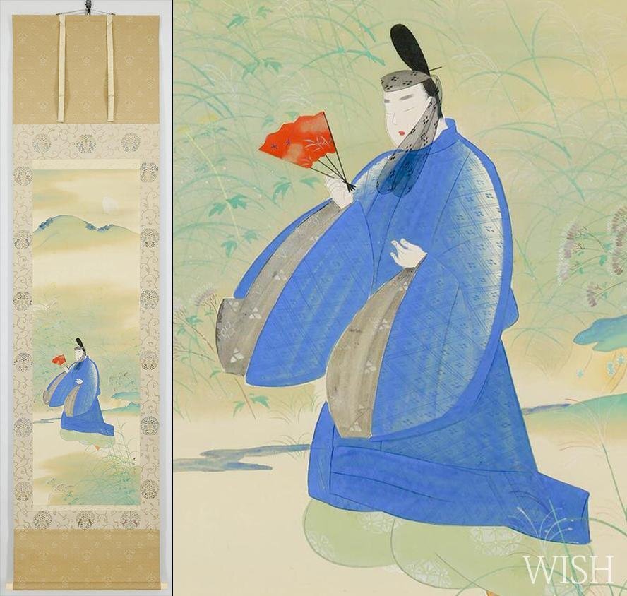 真作】【WISH】羽田月洲 「谷汲山緑日之図」日本画 掛軸 絹本 共箱