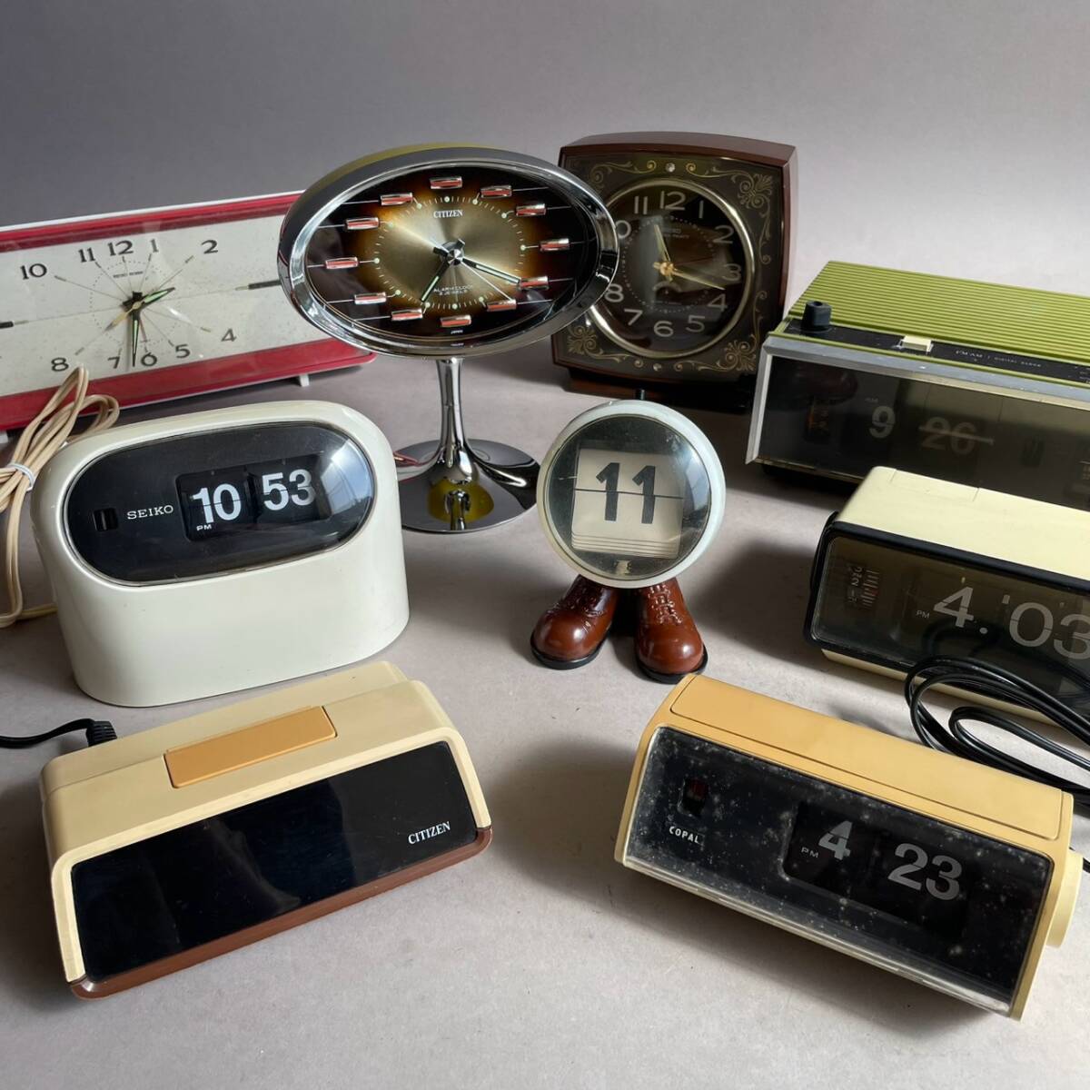 中古】ナショナル製パタパタ時計付きデスクライト／検索用→昭和レトロ